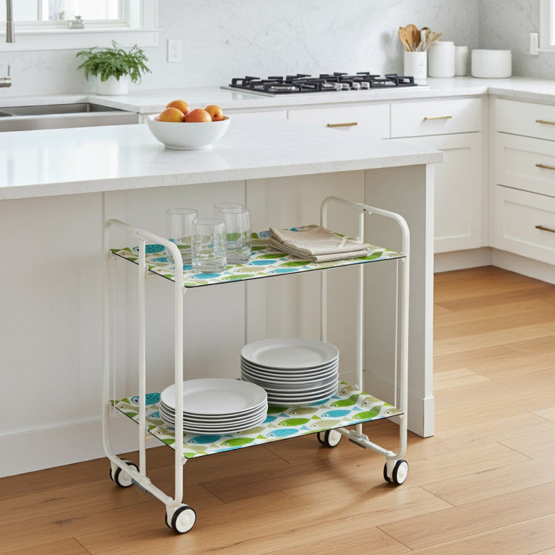 Carrello pieghevole a 2 ripiani con ruote – Salvaspazio, stile moderno, – Struttura bianca - BAUHAUS