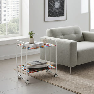 Carrello pieghevole a 2 ripiani con ruote – Salvaspazio, stile moderno, – Struttura bianca - BAUHAUS