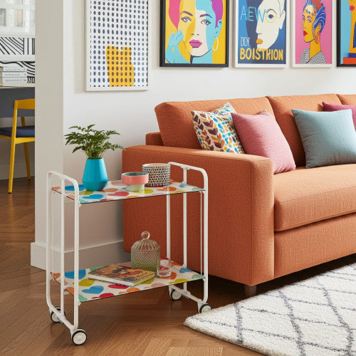 Carrello pieghevole a 2 ripiani con ruote – Salvaspazio, stile moderno, – Struttura bianca - BAUHAUS