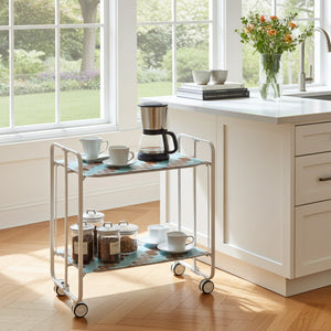 Carrello pieghevole a 2 ripiani con ruote – Salvaspazio, stile moderno, – Struttura bianca - BAUHAUS