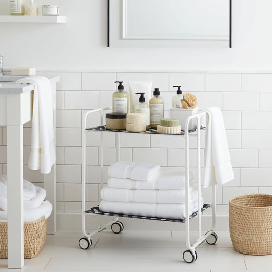 Carrello pieghevole a 2 ripiani con ruote – Salvaspazio, stile moderno, – Struttura bianca - BAUHAUS