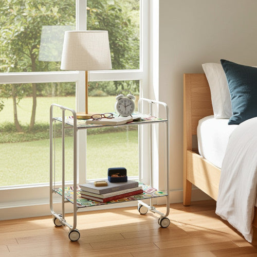 Carrello pieghevole a 2 ripiani con ruote – Salvaspazio, stile moderno, – Struttura bianca - BAUHAUS
