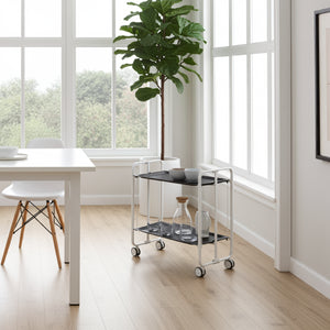 Carrello pieghevole a 2 ripiani con ruote – Salvaspazio, stile moderno, – Struttura bianca - BAUHAUS