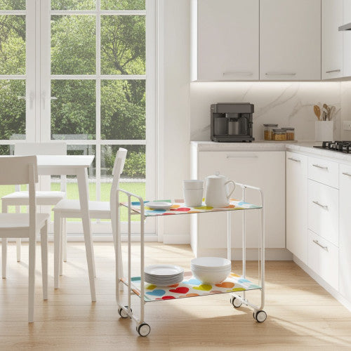 Carrello pieghevole a 2 ripiani con ruote – Salvaspazio, stile moderno, – Struttura bianca - BAUHAUS