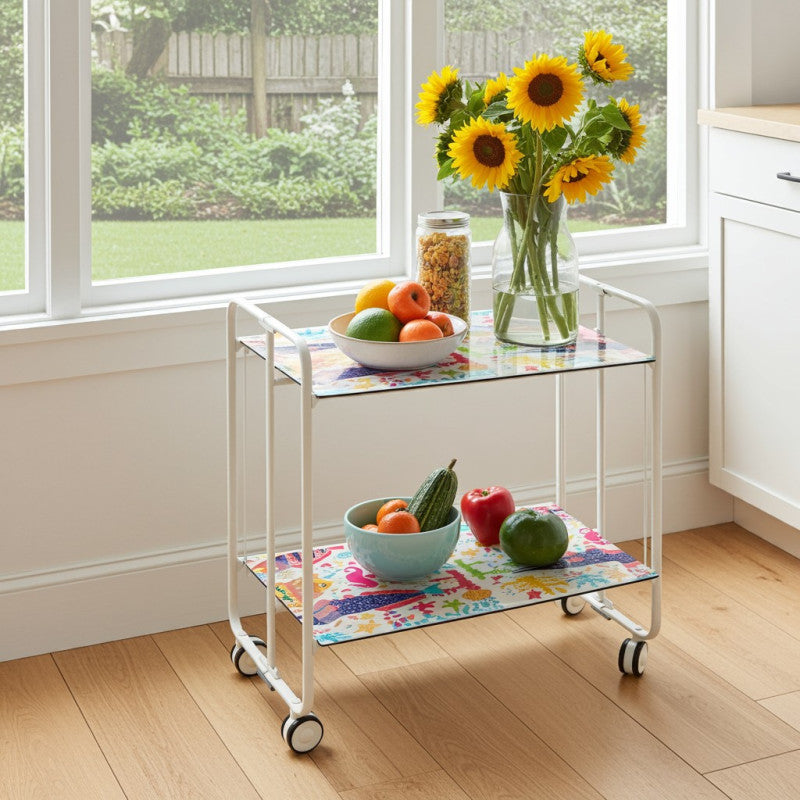 Carrello pieghevole a 2 ripiani con ruote – Salvaspazio, stile moderno, – Struttura bianca - BAUHAUS