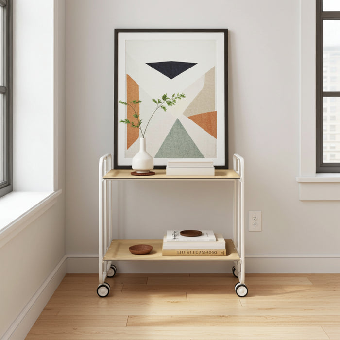 Carrello pieghevole a 2 ripiani con ruote – Salvaspazio, stile moderno, – Struttura bianca - BAUHAUS