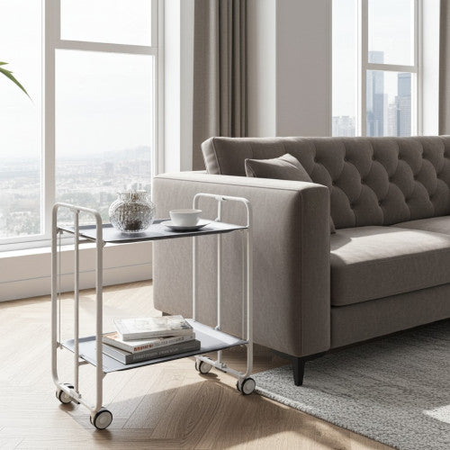 Carrello pieghevole a 2 ripiani con ruote – Salvaspazio, stile moderno, – Struttura bianca - BAUHAUS
