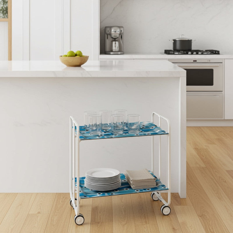 Carrello pieghevole a 2 ripiani con ruote – Salvaspazio, stile moderno, – Struttura bianca - BAUHAUS