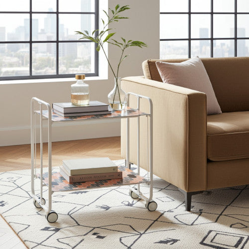 Carrello pieghevole a 2 ripiani con ruote – Salvaspazio, stile moderno, – Struttura bianca - BAUHAUS