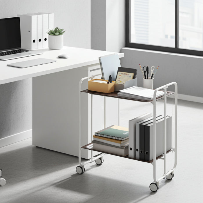 Carrello pieghevole a 2 ripiani con ruote – Salvaspazio, stile moderno, – Struttura bianca - BAUHAUS