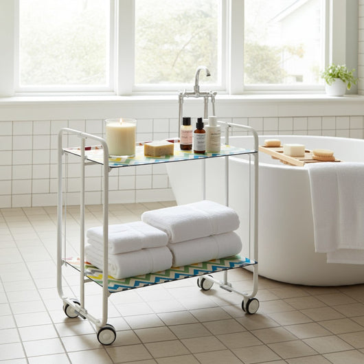 Carrello pieghevole a 2 ripiani con ruote – Salvaspazio, stile moderno, – Struttura bianca - BAUHAUS