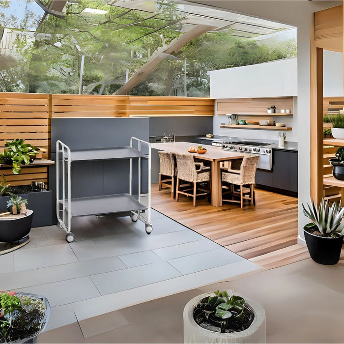 Carrello pieghevole a 2 ripiani con ruote – Salvaspazio, stile moderno, – Struttura bianca - BAUHAUS