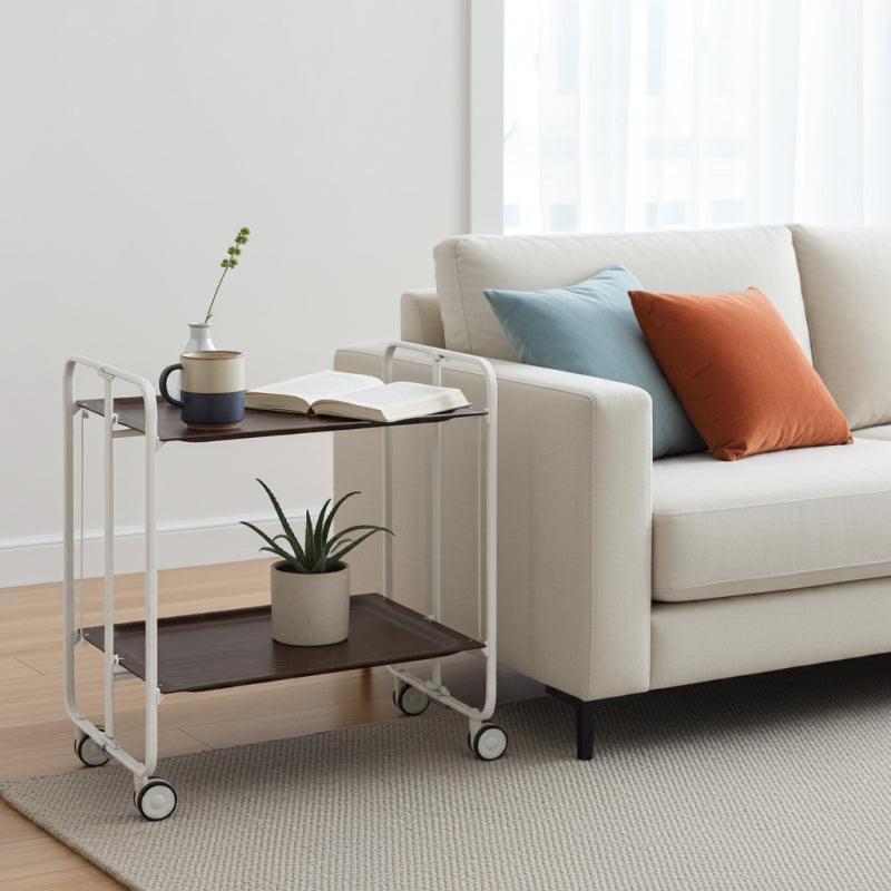 Carrello pieghevole a 2 ripiani con ruote – Salvaspazio, stile moderno, – Struttura bianca - BAUHAUS