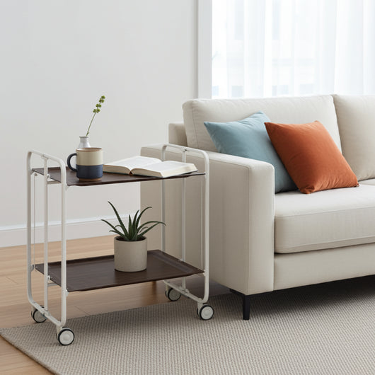 Carrello pieghevole a 2 ripiani con ruote – Salvaspazio, stile moderno, – Struttura bianca - BAUHAUS