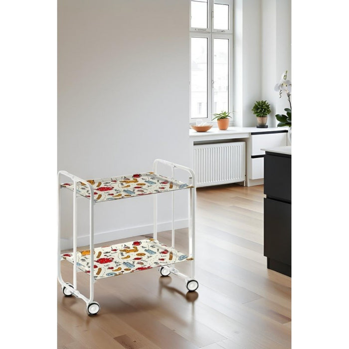 Carrello pieghevole a 2 ripiani con ruote – Salvaspazio, stile moderno, – Struttura bianca - BAUHAUS