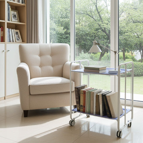 Carrello pieghevole a 2 ripiani con ruote – Salvaspazio, stile moderno, – Struttura bianca - BAUHAUS