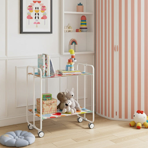 Carrello pieghevole a 2 ripiani con ruote – Salvaspazio, stile moderno, – Struttura bianca - BAUHAUS