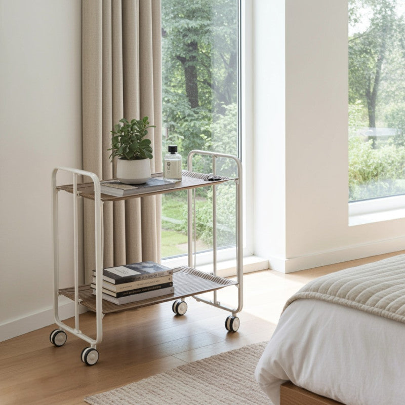 Carrello pieghevole a 2 ripiani con ruote – Salvaspazio, stile moderno, – Struttura bianca - BAUHAUS