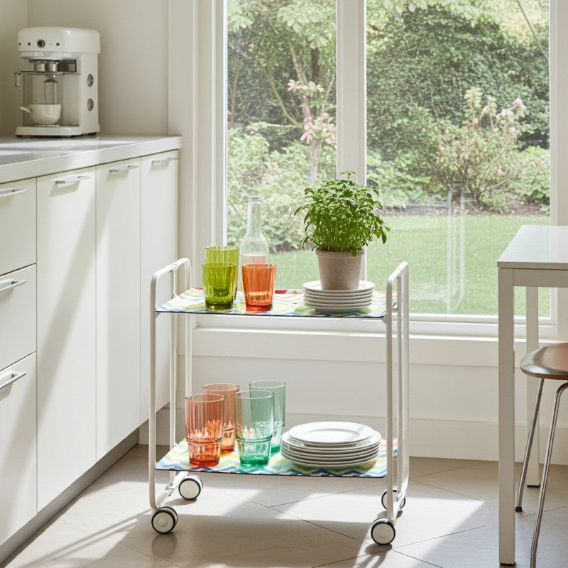 Carrello pieghevole a 2 ripiani con ruote – Salvaspazio, stile moderno, – Struttura bianca - BAUHAUS