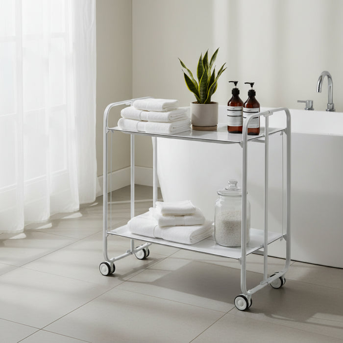 Carrello pieghevole a 2 ripiani con ruote – Salvaspazio, stile moderno, – Struttura bianca - BAUHAUS