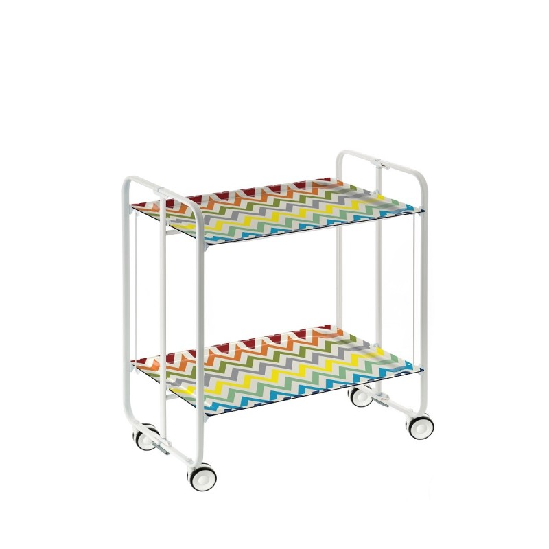Carrello pieghevole a 2 ripiani con ruote – Salvaspazio, stile moderno, – Struttura bianca - BAUHAUS