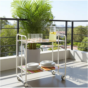 Carrello pieghevole a 2 ripiani con ruote – Salvaspazio, stile moderno, – Struttura bianca - BAUHAUS