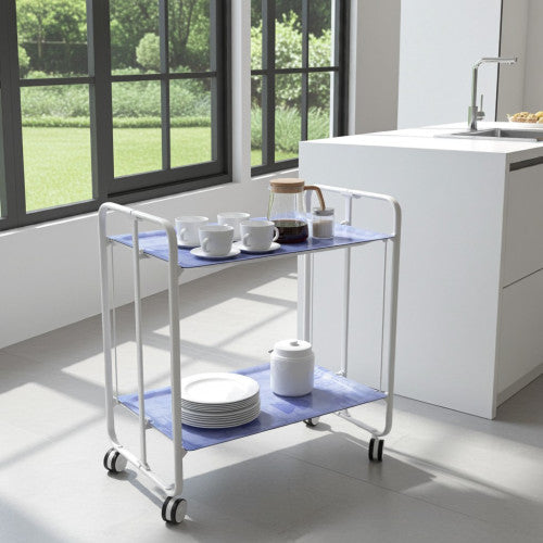 Carrello pieghevole a 2 ripiani con ruote – Salvaspazio, stile moderno, – Struttura bianca - BAUHAUS