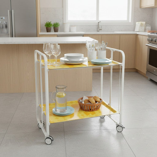 Carrello pieghevole a 2 ripiani con ruote – Salvaspazio, stile moderno, – Struttura bianca - BAUHAUS