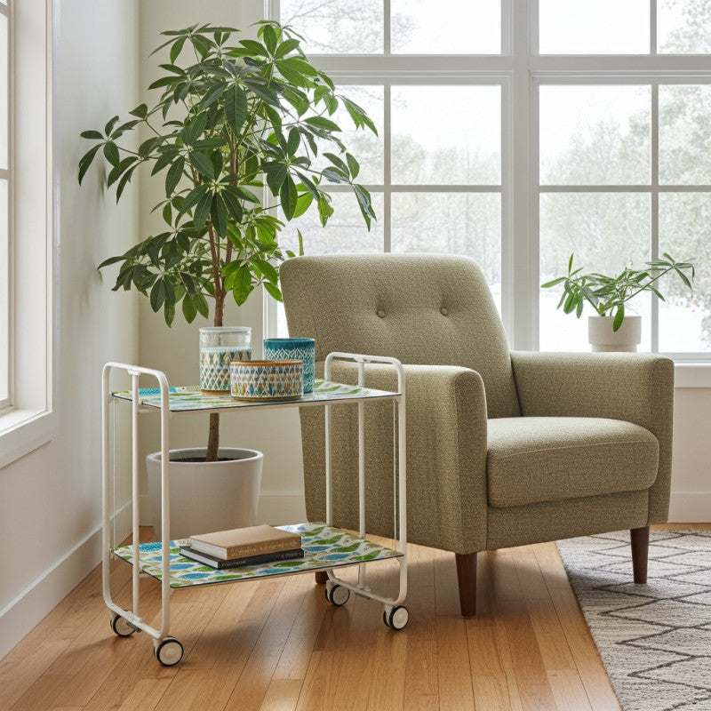 Carrello pieghevole a 2 ripiani con ruote – Salvaspazio, stile moderno, – Struttura bianca - BAUHAUS