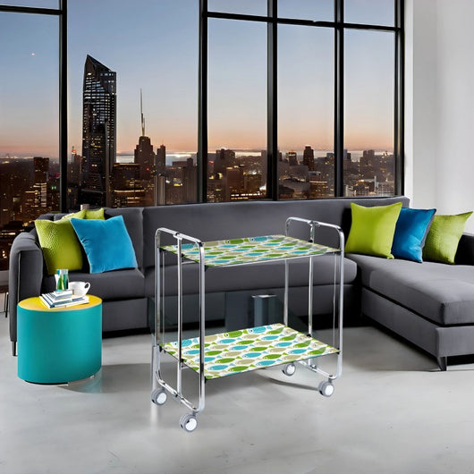 Carrello pieghevole da cucina BAUHAUS, 2 vassoi. Struttura cromata