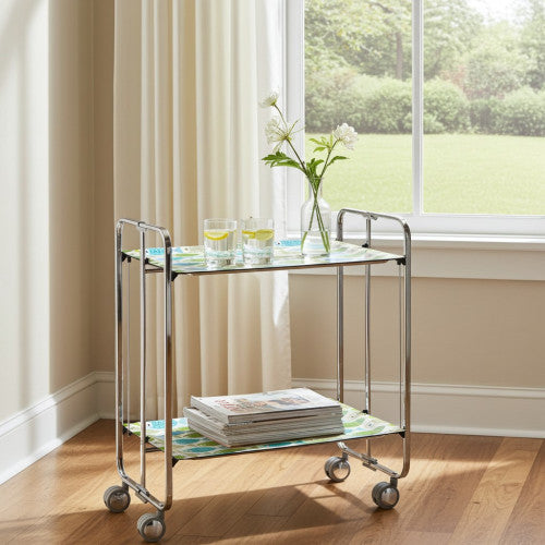 Carrello pieghevole da cucina BAUHAUS, 2 vassoi. Struttura cromata