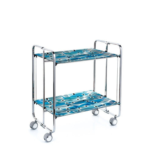 Carrello pieghevole da cucina BAUHAUS, 2 vassoi. Struttura cromata