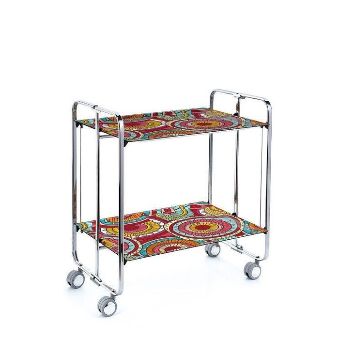 Carrello pieghevole da cucina BAUHAUS, 2 vassoi. Struttura cromata