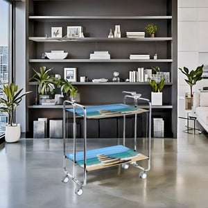 Carrello pieghevole da cucina BAUHAUS, 2 vassoi. Struttura cromata