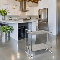 Carrello pieghevole da cucina BAUHAUS, 2 vassoi. Struttura cromata