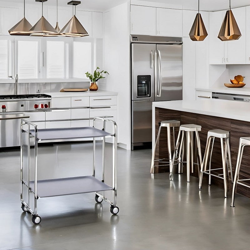 Carrello pieghevole da cucina BAUHAUS, 2 vassoi. Struttura cromata
