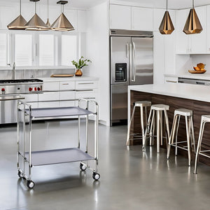 Carrello pieghevole da cucina BAUHAUS, 2 vassoi. Struttura cromata