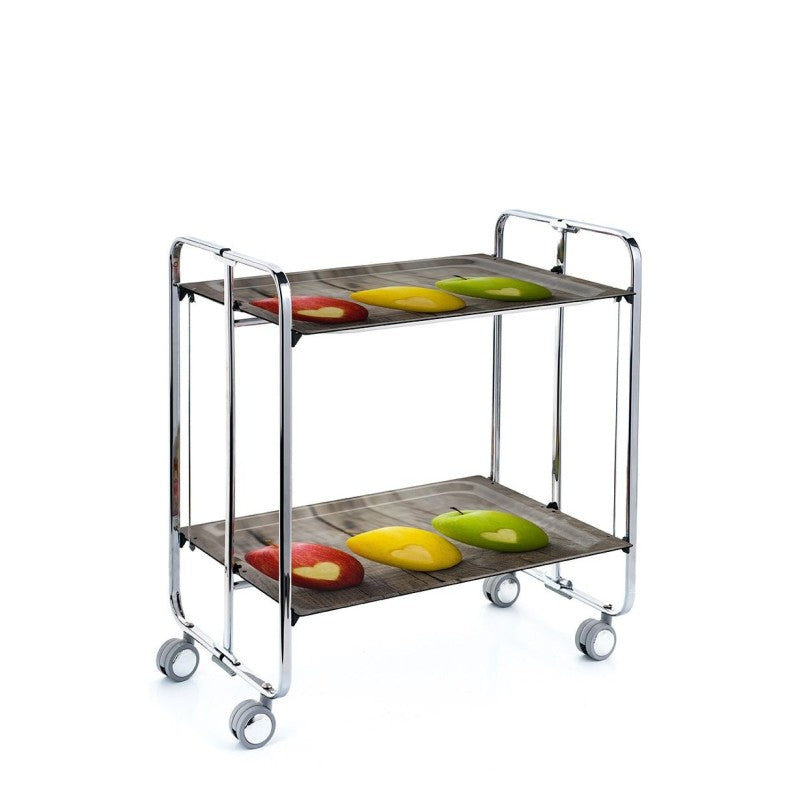 Carrello pieghevole da cucina BAUHAUS, 2 vassoi. Struttura cromata