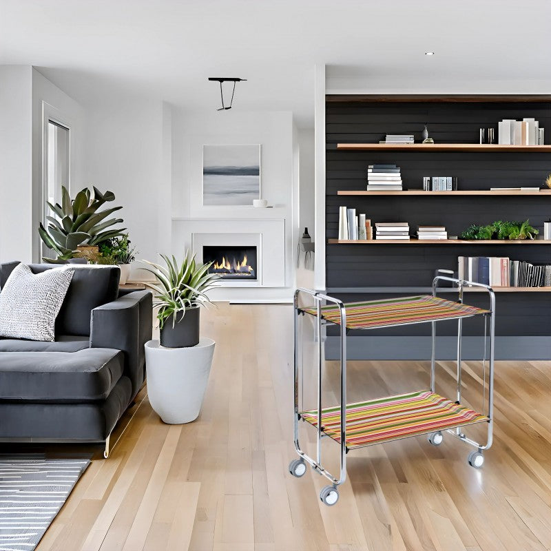 Carrello pieghevole da cucina BAUHAUS, 2 vassoi. Struttura cromata