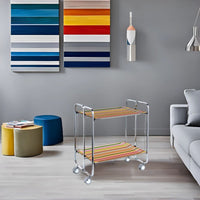 Carrello pieghevole da cucina BAUHAUS, 2 vassoi. Struttura cromata