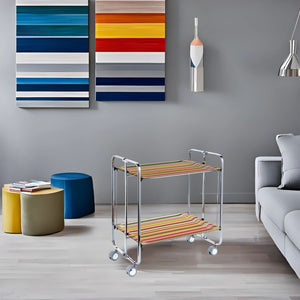 Carrello pieghevole da cucina BAUHAUS, 2 vassoi. Struttura cromata