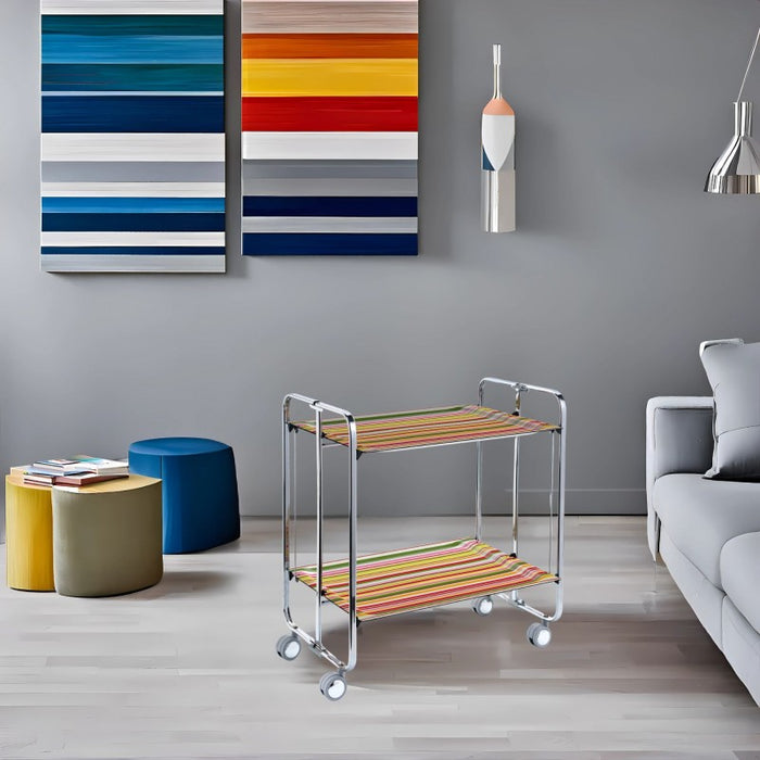 Carrello pieghevole da cucina BAUHAUS, 2 vassoi. Struttura cromata