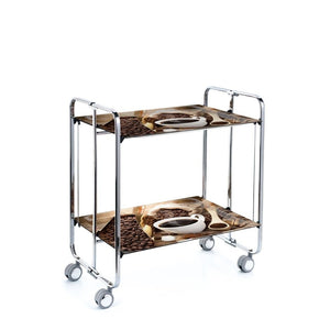 Carrello pieghevole da cucina BAUHAUS, 2 vassoi. Struttura cromata