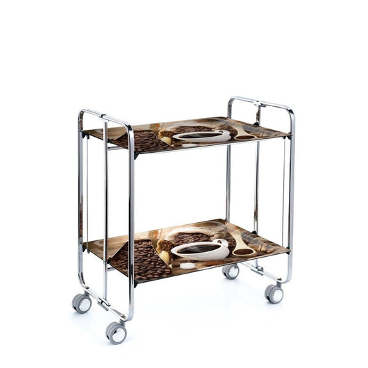 Carrello pieghevole da cucina BAUHAUS, 2 vassoi. Struttura cromata