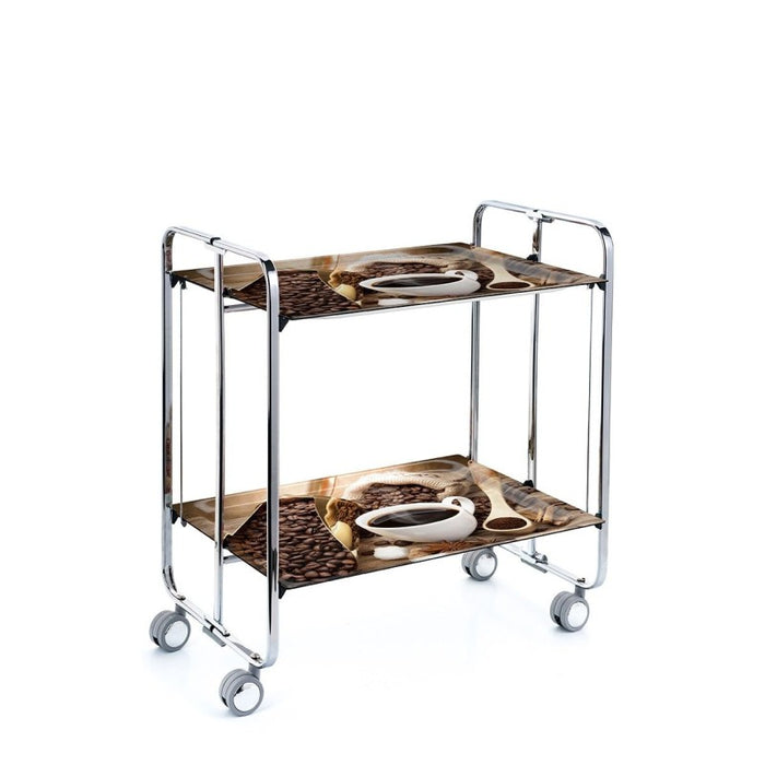 Carrello pieghevole da cucina BAUHAUS, 2 vassoi. Struttura cromata