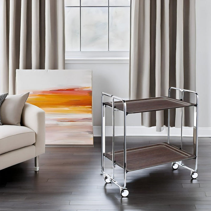 Carrello pieghevole da cucina BAUHAUS, 2 vassoi. Struttura cromata
