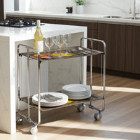 Carrello pieghevole da cucina BAUHAUS, 2 vassoi. Struttura cromata