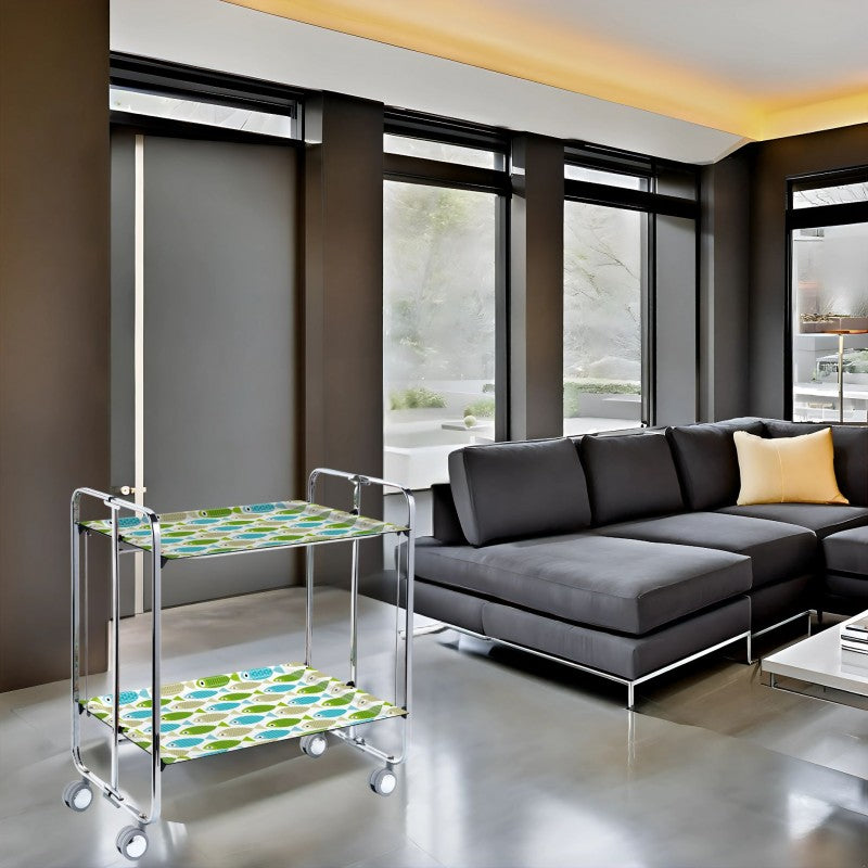 Carrello pieghevole da cucina BAUHAUS, 2 vassoi. Struttura cromata