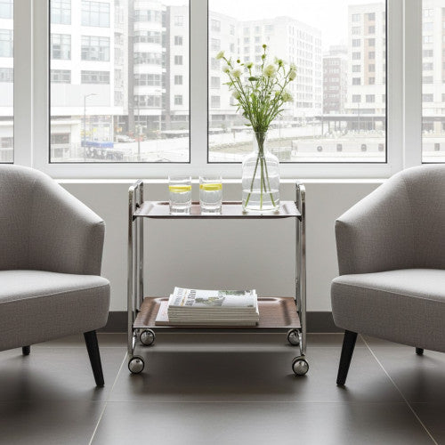 Carrello pieghevole da cucina BAUHAUS, 2 vassoi. Struttura cromata