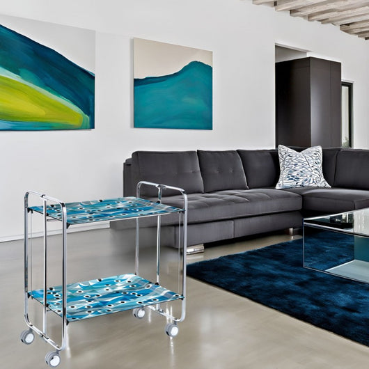 Carrello pieghevole da cucina BAUHAUS, 2 vassoi. Struttura cromata